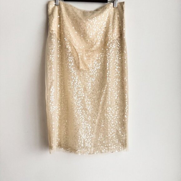 JASON WU Cream Ivory Sheer See Through Sequin Skirt Size 10 - Picture 3 of 7